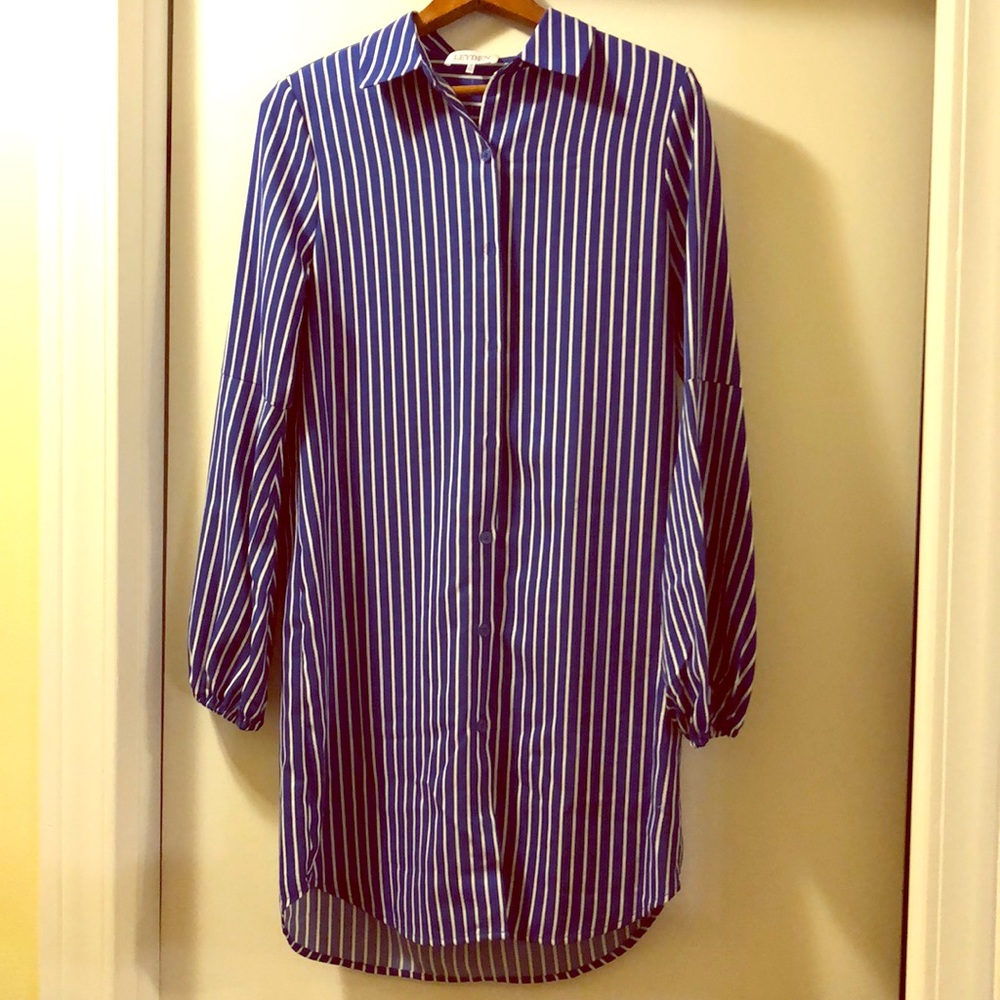 Pinstripe shirt dress!
